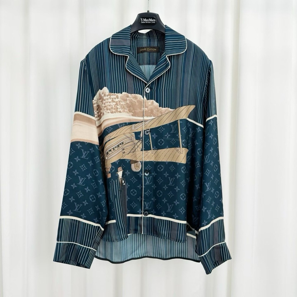 Authentic Louis Vuitton Blue Patterned Shirt